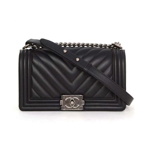 chanel calfskin chevron quilted small boy flap black|Boy Chanel Flap Bag .